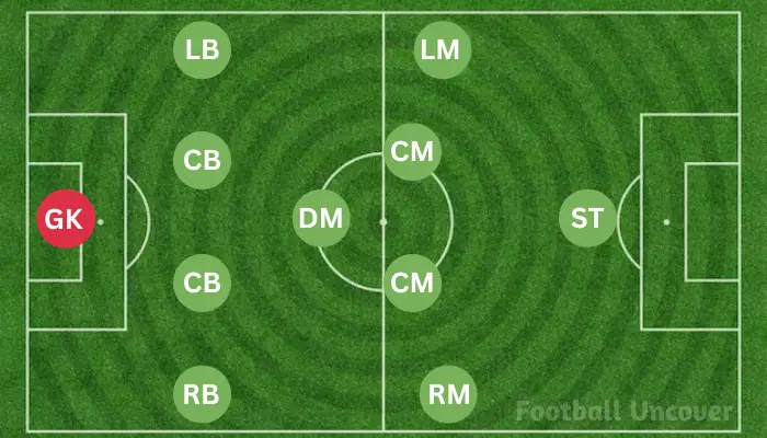 positions of players in 4-1-4-1 Formation.